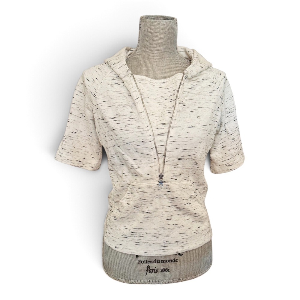 A/X Armani Exchange Women's Short Sleeve Space Dye Zip Hoodie Grey, Extra Small
